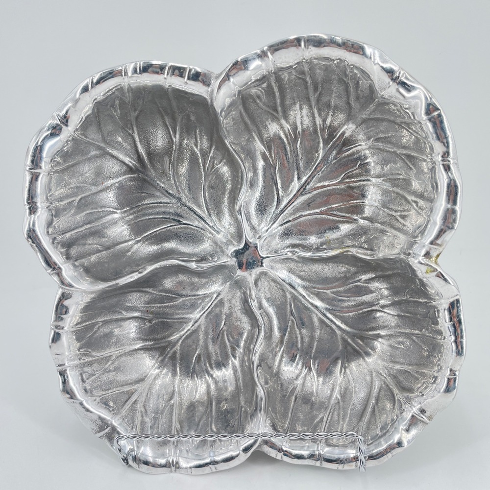 Wilton Armetale Cabbage Leaf Serving Bowl Silver Pewter Look Metal 10.5 Inch USA